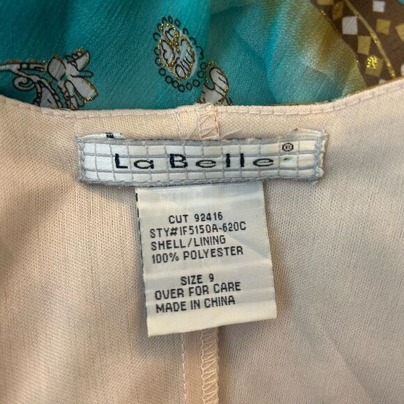 La Belle Teal and Cream Midi Dress - Picture 7 of 10